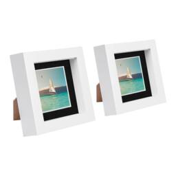 "Nicola Spring 4"" x 4"" White 3D Box Photo Frames - 2"" x 2"" Mount - Pack of 2 in Black"