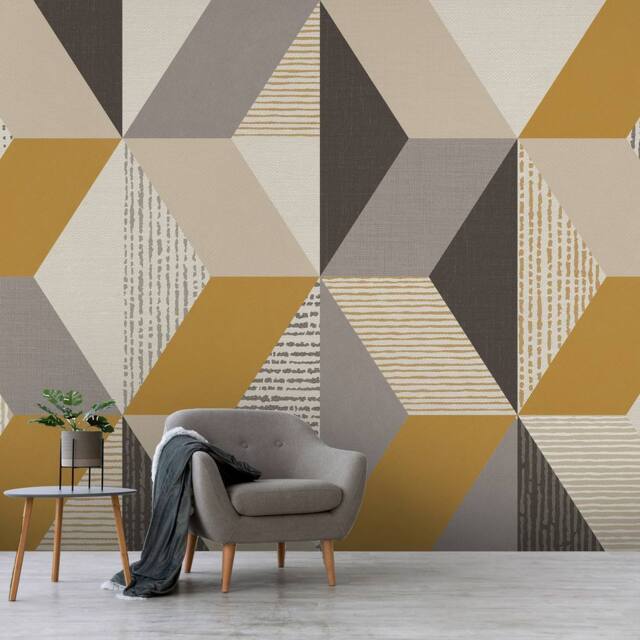 Superfresco Easy Tribal Geo Neutral Print To Order 3m x 2.8m Mural in Beige - image 1