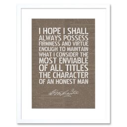 "Artery8 Wall Art Print Dictionary Page Quote George Washington Firmness & Virtue Artwork Framed 9X7 Inch in White - Size: W7"" x H9""" - thumbnail 1