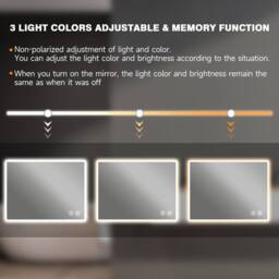 Dprodo LED Bathroom Mirror, Anti-Fog, Dimmable, Wall Mounted in Cool White - Size: 80 cm x 60 cm - thumbnail 5