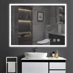 Dprodo LED Bathroom Mirror, Anti-Fog, Dimmable, Wall Mounted in Cool White - Size: 80 cm x 60 cm - thumbnail 1