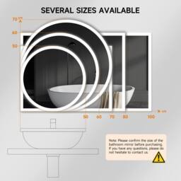 Dprodo LED Bathroom Mirror, Anti-Fog, Dimmable, Wall Mounted in Cool White - Size: 80 cm x 60 cm - thumbnail 8