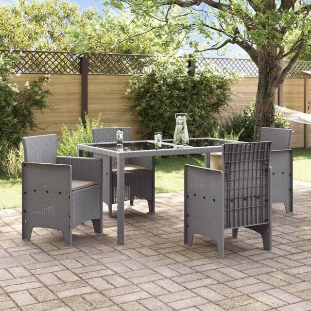 Berkfield Home Modern Garden Chair Set of 4 Light grey, Taupe cushions - image 1