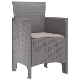 Berkfield Home Modern Garden Chair Set of 4 Light grey, Taupe cushions - thumbnail 4