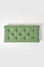 Homescapes Cotton 2 Seater Booster Cushion in Dark Green - thumbnail 3