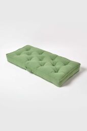 Homescapes Cotton 2 Seater Booster Cushion in Dark Green - thumbnail 2