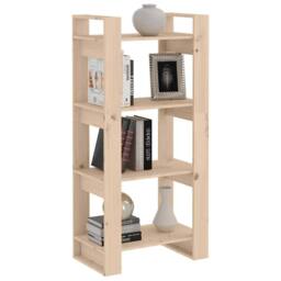 Berkfield Home Book Cabinet/Room Divider 60x35x125 cm Solid Wood in Natural - Size: 60 x 35 x 125 cm - thumbnail 5