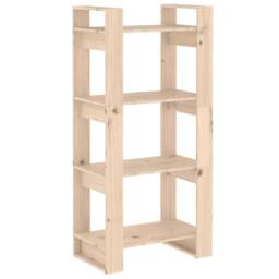 Berkfield Home Book Cabinet/Room Divider 60x35x125 cm Solid Wood in Natural - Size: 60 x 35 x 125 cm - thumbnail 1