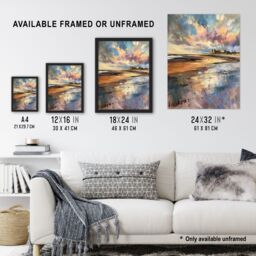 "Artery8 Bamburgh Castle Colourful Acrylic Northumbria Wall Art Print - Size: W12"" x H16""" - thumbnail 3