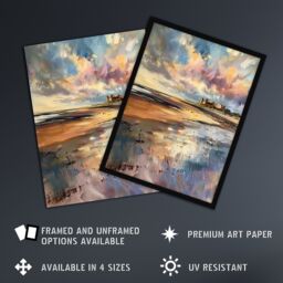 "Artery8 Bamburgh Castle Colourful Acrylic Northumbria Wall Art Print - Size: W12"" x H16""" - thumbnail 2