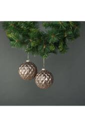 KDMD Asteria Glass Quilted Bauble 10cm Set of 4 in Gold - thumbnail 2