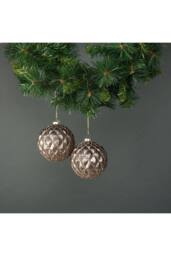 KDMD Asteria Glass Quilted Bauble 10cm Set of 4 in Gold - thumbnail 1