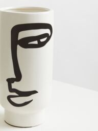 Orsina Lightweight Black & White Small Vase, Minimalist Ceramic Flower Vase, Robust Ceramic Vase For Flowers - thumbnail 4