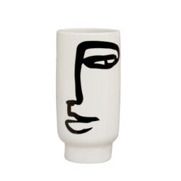 Orsina Lightweight Black & White Small Vase, Minimalist Ceramic Flower Vase, Robust Ceramic Vase For Flowers