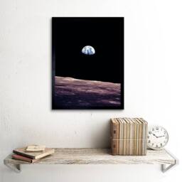 "Artery8 NASA Space Planet Earth Lunar Surface Moon Framed Art Print in Black - Size: W12"" x H16""" - thumbnail 2