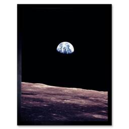 "Artery8 NASA Space Planet Earth Lunar Surface Moon Framed Art Print in Black - Size: W12"" x H16""" - thumbnail 1