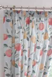Dreams & Drapes 'Botanical' Fruit Lined Pair of Pencil Pleat Curtains in Green - Size: 167 cm width x 183 cm drop - thumbnail 2