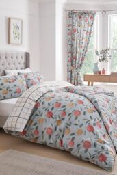 Dreams & Drapes 'Botanical' Fruit Lined Pair of Pencil Pleat Curtains in Green - Size: 167 cm width x 183 cm drop - thumbnail 3