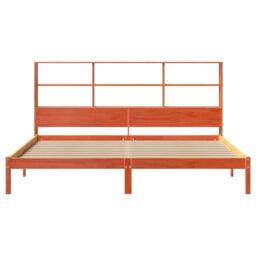 Berkfield Home Bookcase Bed without Mattress Wax Brown 200x200 cm Solid Wood Pine - thumbnail 4