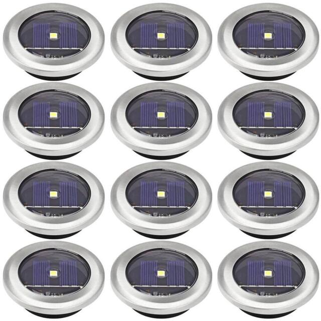VOGREX 12 xLed Solar Powered Wireless Garden Decking Deck Lights in Silver - image 1