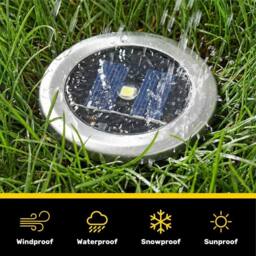 VOGREX 12 xLed Solar Powered Wireless Garden Decking Deck Lights in Silver - thumbnail 5