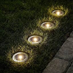 VOGREX 12 xLed Solar Powered Wireless Garden Decking Deck Lights in Silver - thumbnail 3