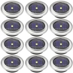 VOGREX 12 xLed Solar Powered Wireless Garden Decking Deck Lights in Silver