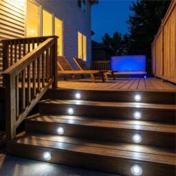 VOGREX 12 xLed Solar Powered Wireless Garden Decking Deck Lights in Silver - thumbnail 4