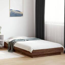 Berkfield Home Modern Bed Frame without Mattress Brown Oak 75x190 cm Small Single - thumbnail 2
