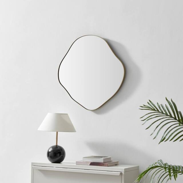 FurnitureboxUK Vita Gold Metal Small 60x60cm Pebble Shape Wall Mirror - Size: 60x60 cm - image 1