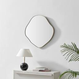 FurnitureboxUK Vita Gold Metal Small 60x60cm Pebble Shape Wall Mirror - Size: 60x60 cm