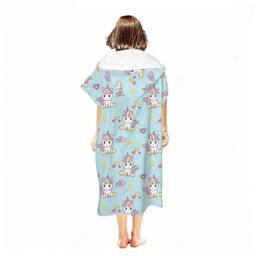 Obasyhig Style 6 Pullover Style Adult Hooded Cloak Bath Towel in Aqua - thumbnail 3
