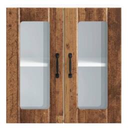 Berkfield Home Kitchen Wall Cabinet with Glass Door Lucca Old Wood Engineered Wood in Brown - thumbnail 6