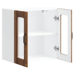 Berkfield Home Kitchen Wall Cabinet with Glass Door Lucca Old Wood Engineered Wood in Brown - thumbnail 7