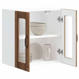 Berkfield Home Kitchen Wall Cabinet with Glass Door Lucca Old Wood Engineered Wood in Brown - thumbnail 5