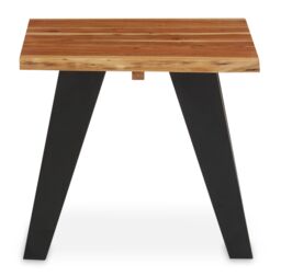 Orsina Acacia Wood Side Table, Rustic Natural Wooden Top With Black Looped Iron Base, End Table in Brown - thumbnail 1