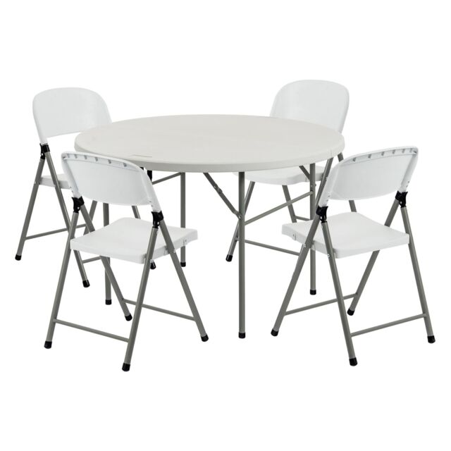 Harbour Housewares Folding Camping Picnic Table & Chair Set - 120cm (4ft) - White - image 1