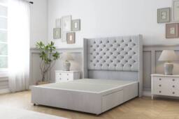 "Comfort Beds Selena Naples Divan Base 2 Drawers - 54"" Wingback in Silver - Size: King" - thumbnail 2