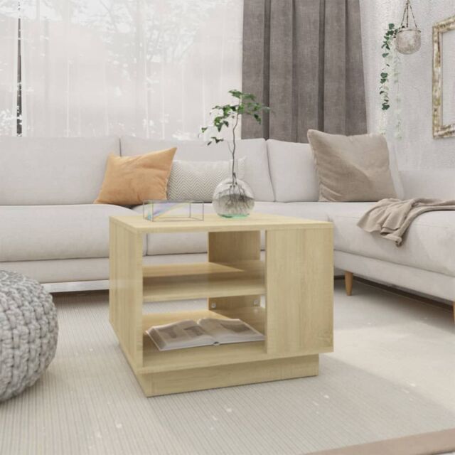 Berkfield Home Coffee Table Sonoma Oak 55x55x43 cm Engineered Wood in Brown - Size: 55 x 55 x 43 cm - image 1