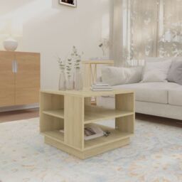 Berkfield Home Coffee Table Sonoma Oak 55x55x43 cm Engineered Wood in Brown - Size: 55 x 55 x 43 cm - thumbnail 3