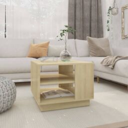 Berkfield Home Coffee Table Sonoma Oak 55x55x43 cm Engineered Wood in Brown - Size: 55 x 55 x 43 cm - thumbnail 1