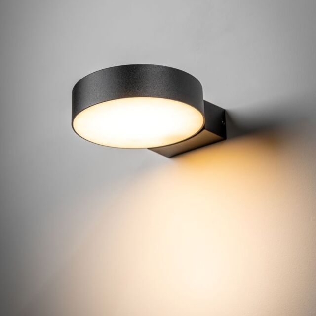 CGC Lighting 'Darcy' Anthracite Dark Grey Adjustable Round LED Outdoor Wall Light 3000k Warm White IP54 - image 1