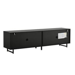 "Merax Black & Oak Effect TV Unit with 4 Doors & Cable Hole for 75"" TVs" - thumbnail 4