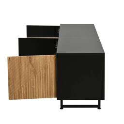 "Merax Black & Oak Effect TV Unit with 4 Doors & Cable Hole for 75"" TVs" - thumbnail 8