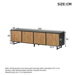 "Merax Black & Oak Effect TV Unit with 4 Doors & Cable Hole for 75"" TVs" - thumbnail 2