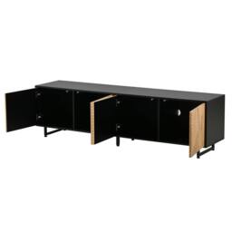 "Merax Black & Oak Effect TV Unit with 4 Doors & Cable Hole for 75"" TVs" - thumbnail 9