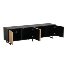 "Merax Black & Oak Effect TV Unit with 4 Doors & Cable Hole for 75"" TVs" - thumbnail 3