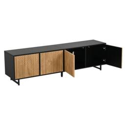 "Merax Black & Oak Effect TV Unit with 4 Doors & Cable Hole for 75"" TVs" - thumbnail 6
