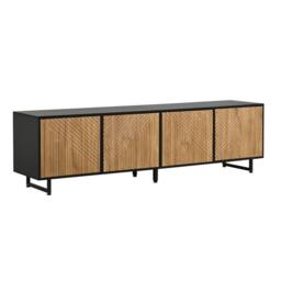 "Merax Black & Oak Effect TV Unit with 4 Doors & Cable Hole for 75"" TVs" - thumbnail 5