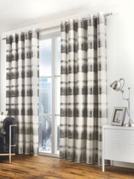 Fusion 'Balmoral Check' Country Checked Pattern Pair of Eyelet Curtains in Dark Grey - Size: 229 cm width x 183 cm drop - thumbnail 3